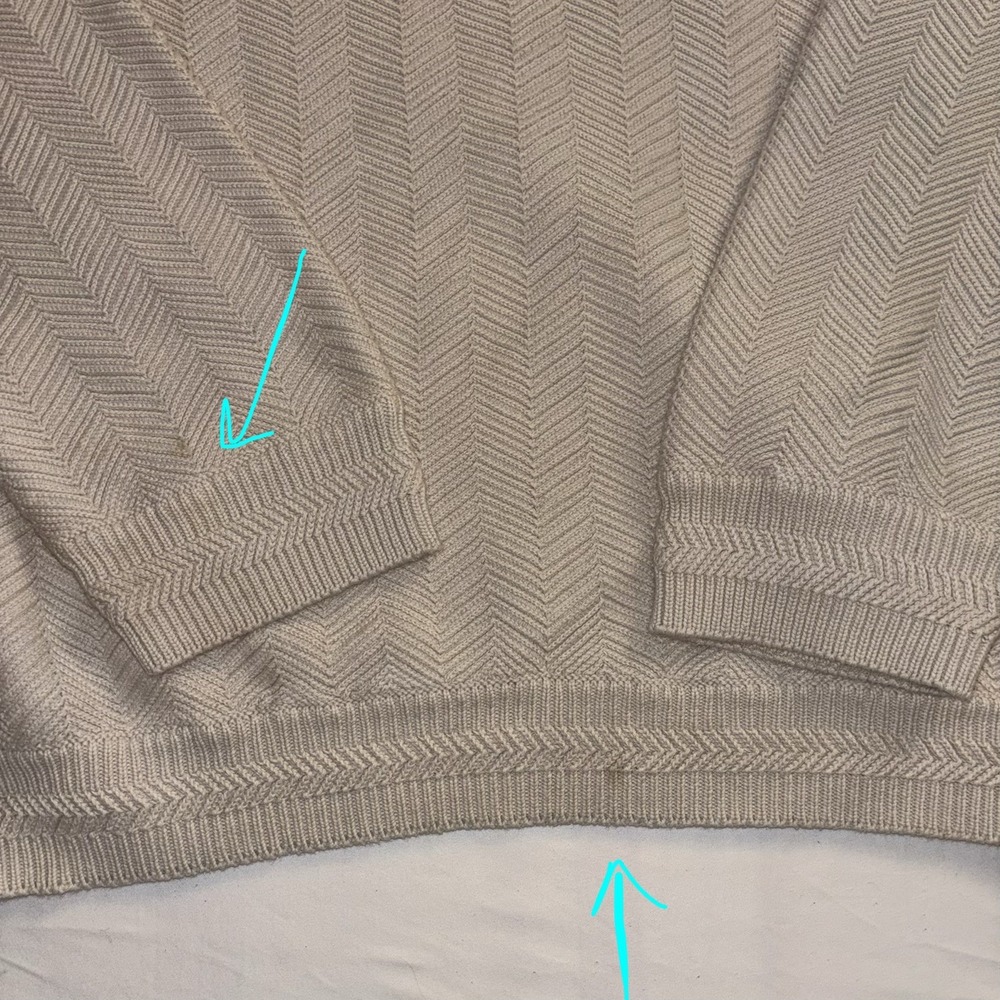 Vintage Chaps Ralph Lauren Sweater Men XL Beige Cream Herringbone Knit Crewneck - Picture 8 of 11